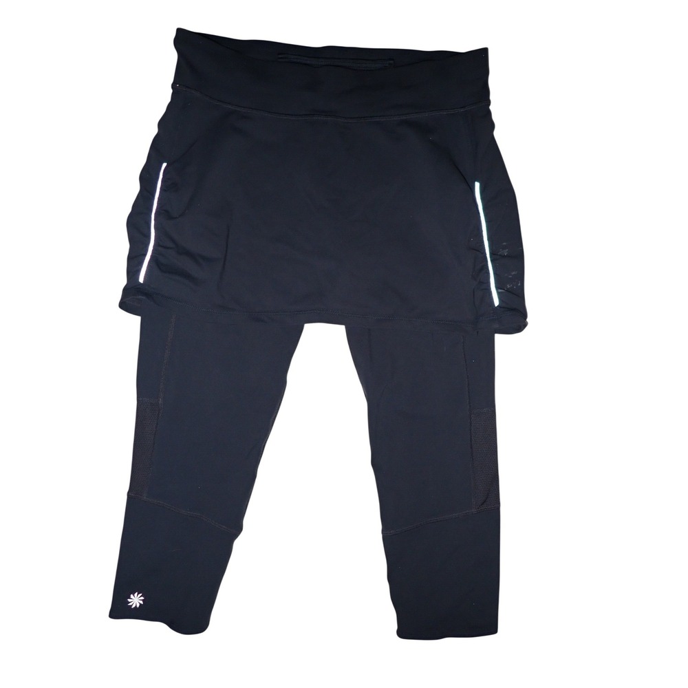Athleta Womens Skirted Capri Running Leggings Reflective Gray Size M athleisure